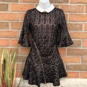 LIKE NEW: Sequins Collared Skater Mini Dress